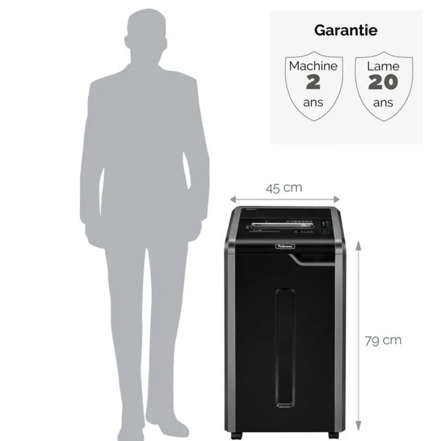 Fellowes Powershred 225Mi - destructeur de documents coupe croisée microparticules - 16 feuilles - Corbeille 60 litres