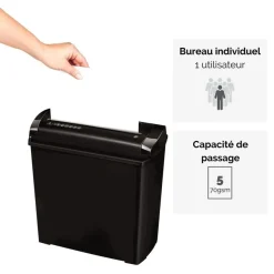 Fellowes Powershred P-25S - destructeur de documents coupe droite - 5 feuilles - Corbeille 11 litres