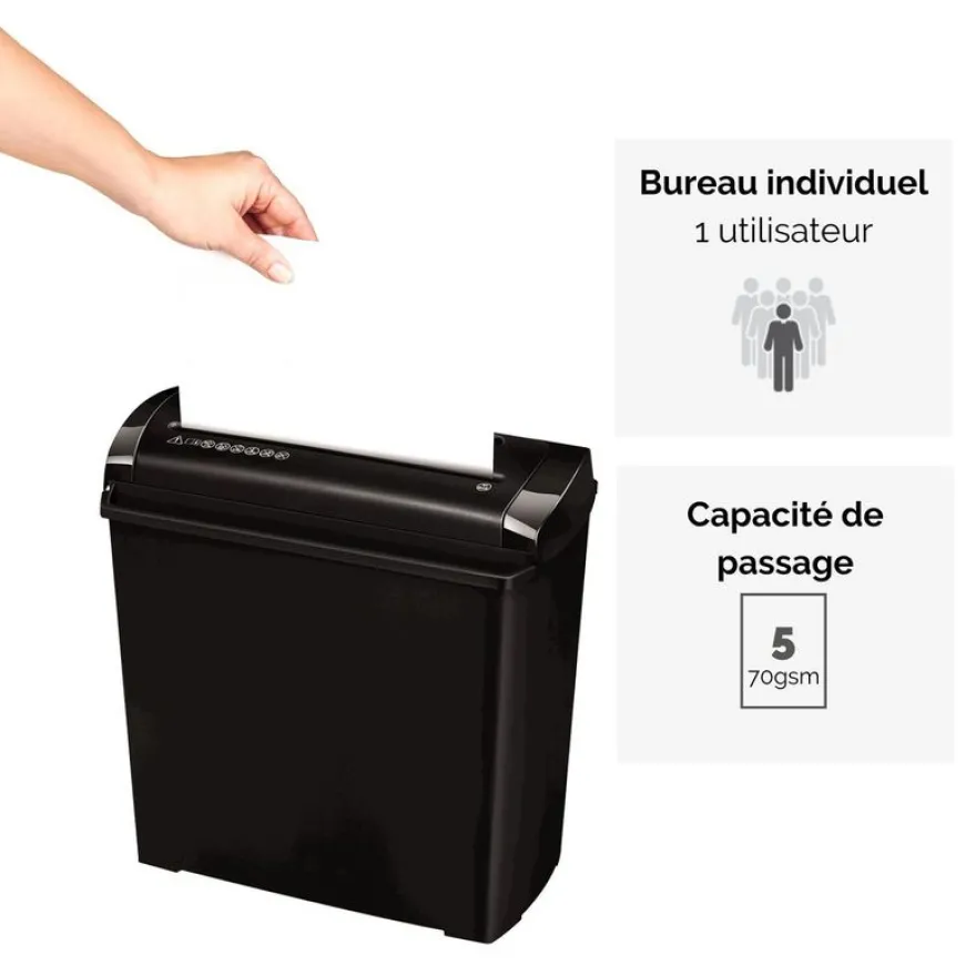 Fellowes Powershred P-25S - destructeur de documents coupe droite - 5 feuilles - Corbeille 11 litres