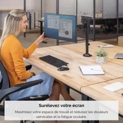 Fellowes Reflex - Bras porte-écran simple jusqu'à 32" - réglable en hauteur et en profondeur - système de passe câble intégré - noir