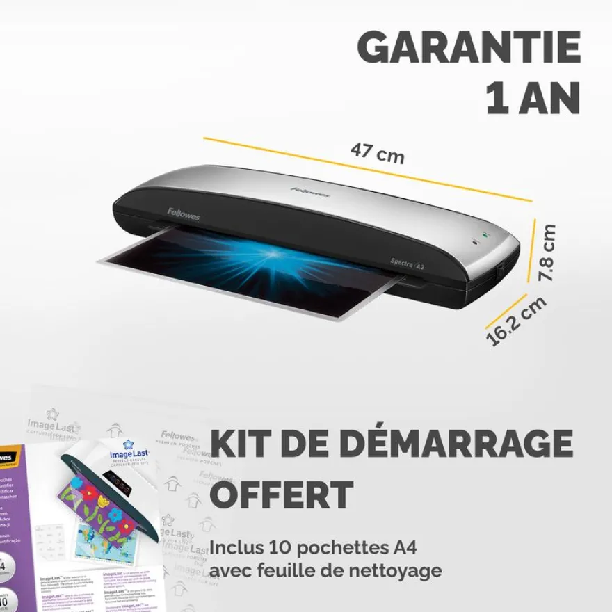 Fellowes Spectra A3 - plastifieuse A3 - de 80 à 125 microns - anti-bourrage