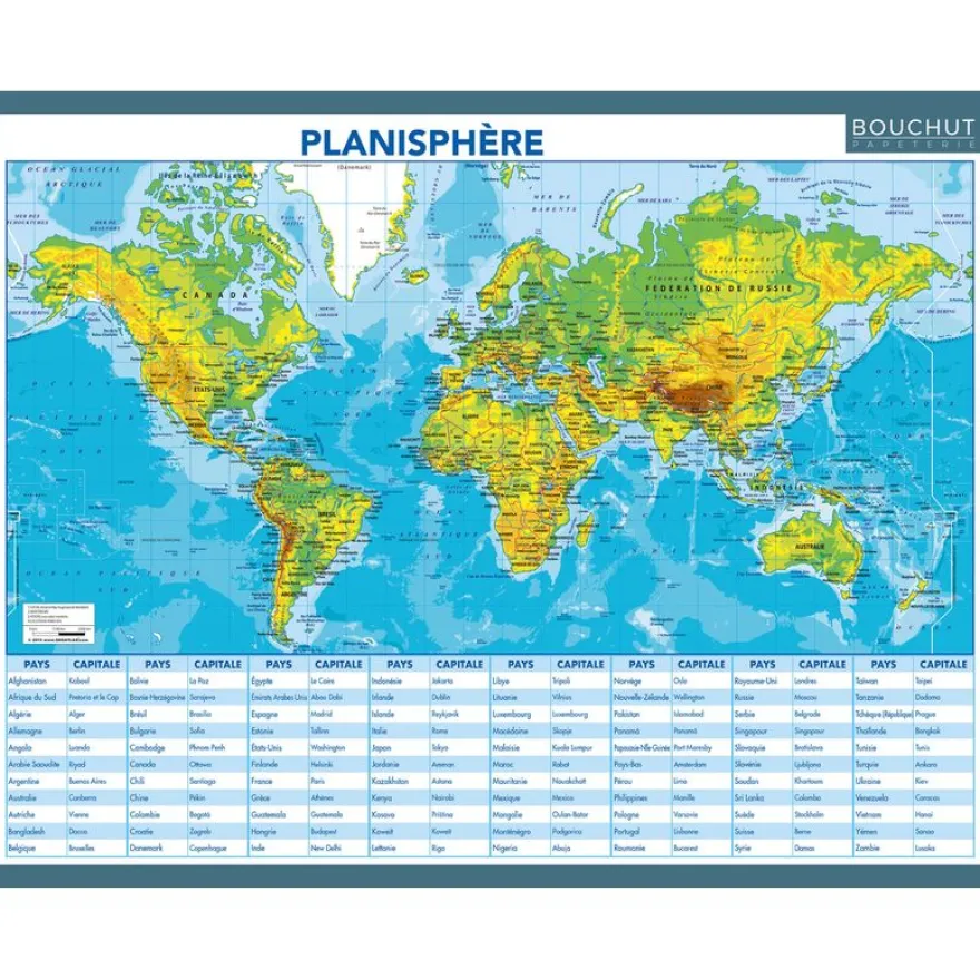 Fiche mémo souple Monde - 20,5 x 26,5 cm - Bouchut