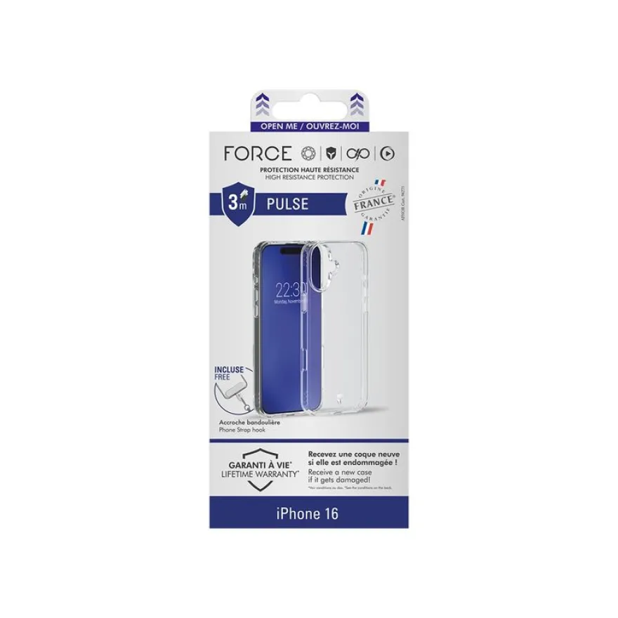 Force Case Pulse - Coque de protection pour Apple iPhone 16 - transparent