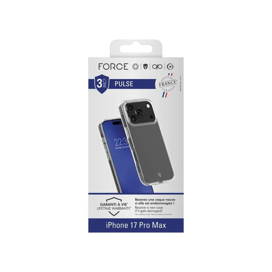 Force Case Pulse - Coque de protection pour iPhone 17 Pro Max - transparent