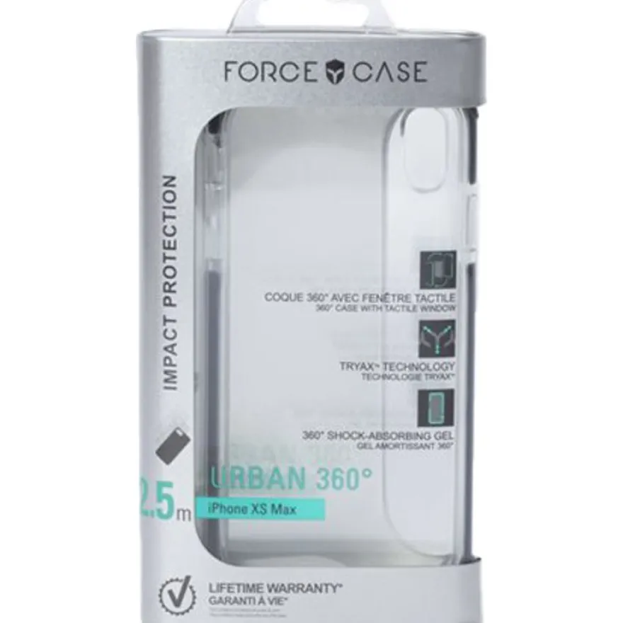 Force Case Urban 360° - coque intégrale de protection pour iPhone XS MAX - transparent/gris foncé