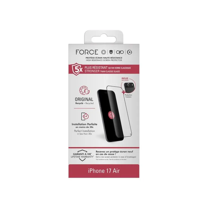 Force Glass - Kit de protection de l'écran / de la lentille en verre pour iPhone Air