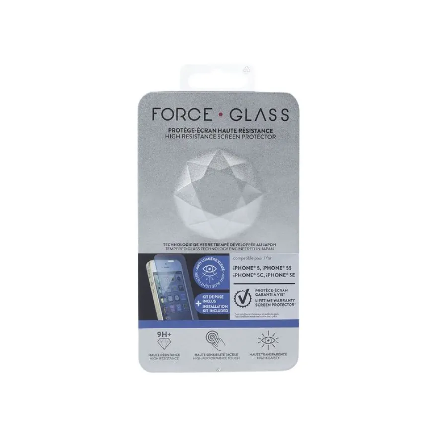 Force Glass - Protection d'écran - verre trempé pour iPhone 5/5S/SE/5C