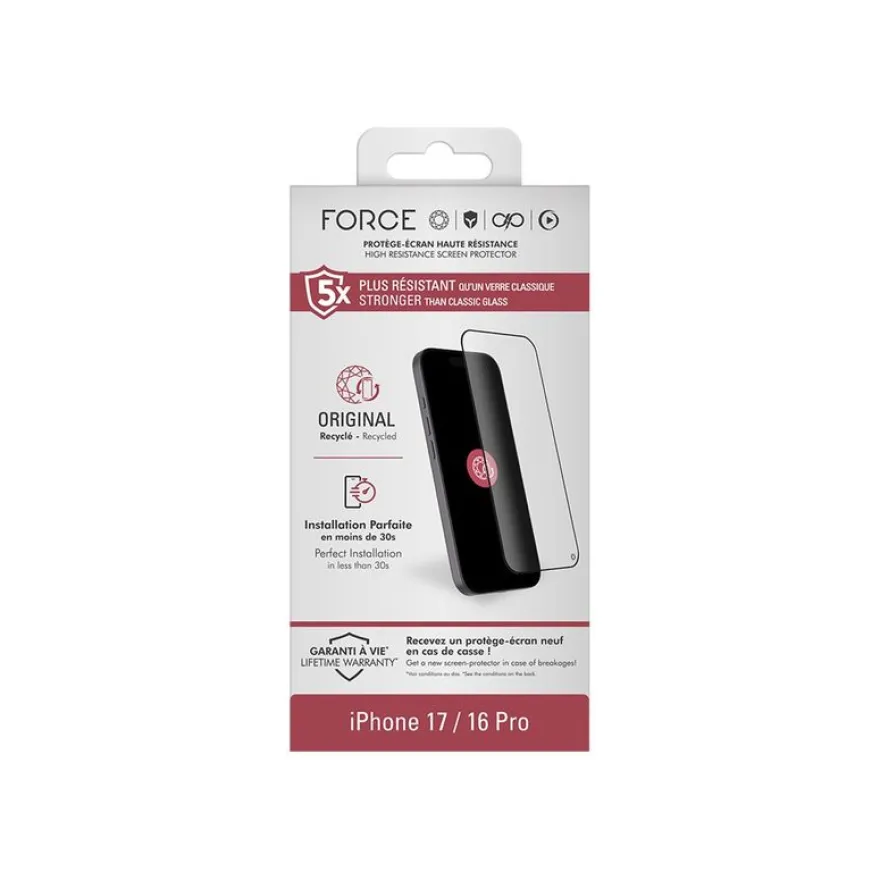 Force Glass - Verre trempé pour Apple iPhone 16, 17