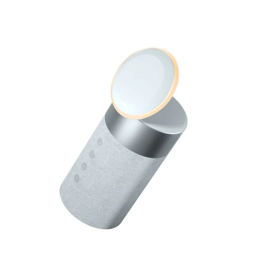 Force Play - Double chargeur sans fil (15W + 5W) Compatible MagSafe + Enceinte Bluetooth Silver