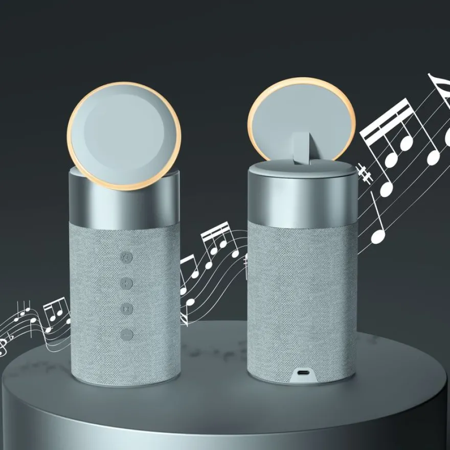 Force Play - Double chargeur sans fil (15W + 5W) Compatible MagSafe + Enceinte Bluetooth Silver
