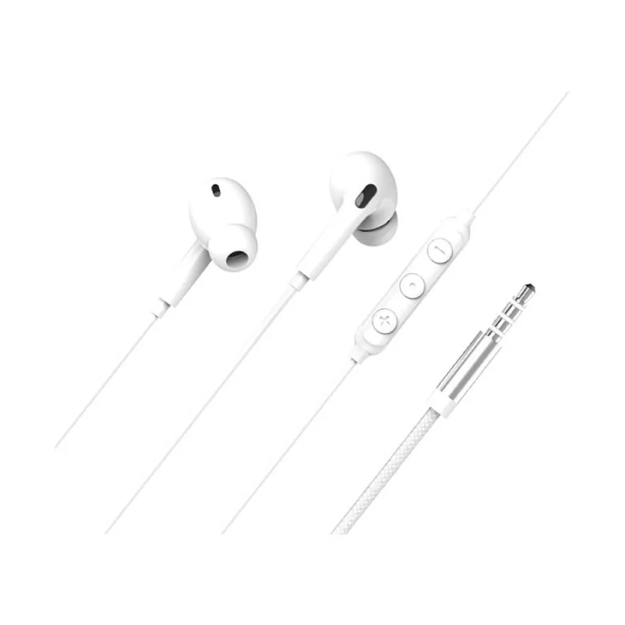 Force Play - Kit main libre - écouteur filaire avec micro - blanc