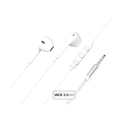 Force Play - Kit main libre - écouteurs filaire avec micro et prise Jack 3.5Mm- blanc