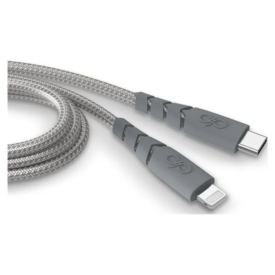 Force Power - Câble Ultra-renforcé - USB-C - Lightning - 1.2 m - 3A - Gris - Garanti à vie