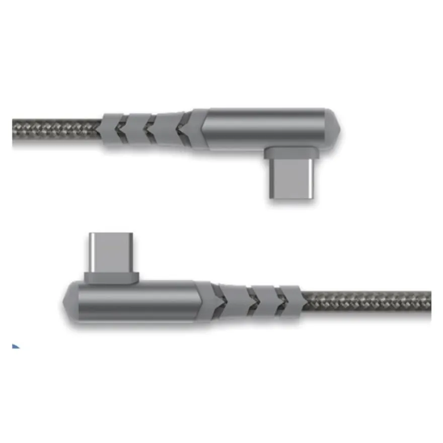 Force Power - Câble USB - 24 pin USB-C (M) incliné pour 24 pin USB-C (M) incliné - 3 A - 2 m - ultra renforcé, USB Power Delivery (60W) - gris