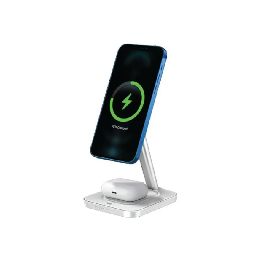 Force Power - Chargeur induction + adaptateur secteur - 15 Watt (USB) - blanc