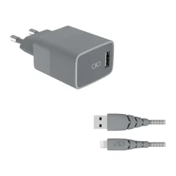 Force Power - chargeur secteur pour smartphone + câble USB A/Lightning - gris