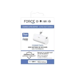 Force Power Lite - Banque d'alimentation - connecteur USB-C intégré - 20 Watt - 5 A (24 pin USB-C) - blanc