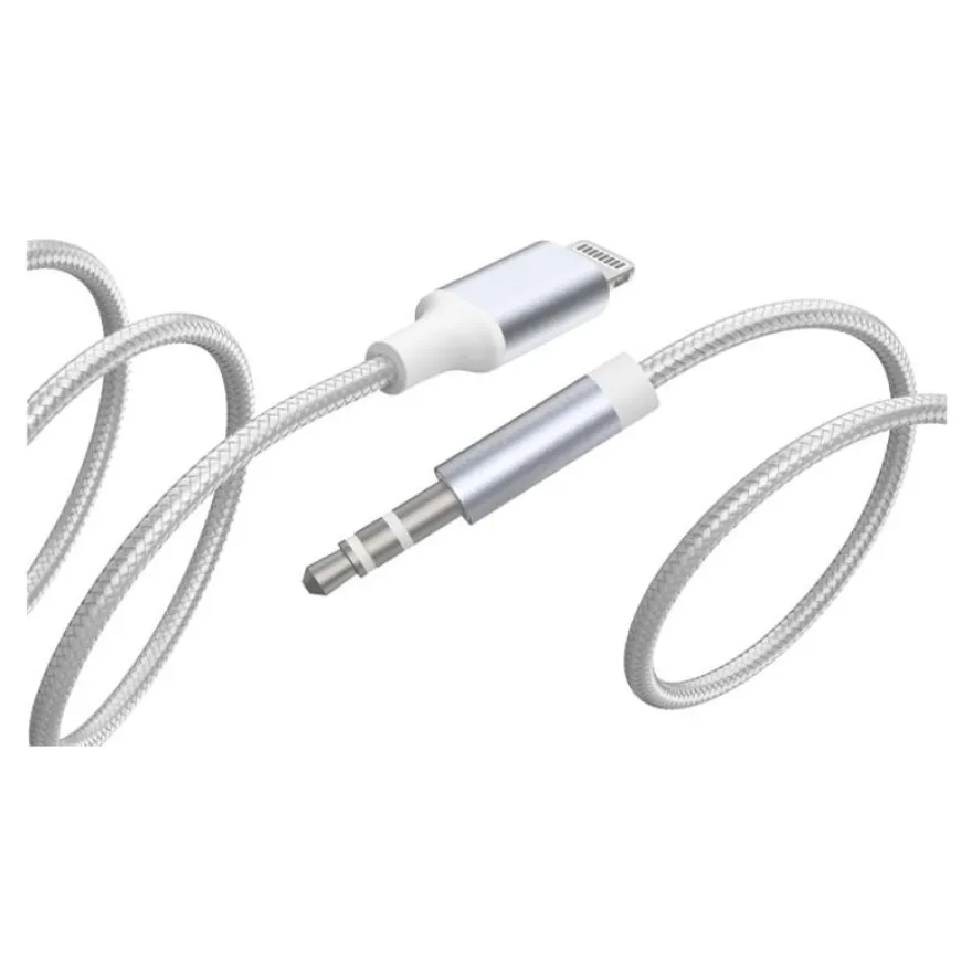 Force Power Lite - Câble audio - Lightning mâle pour mini-phone stereo 3.5 mm mâle - 1.2 m - blanc - câble renforcé