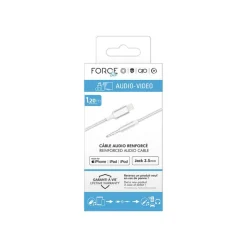 Force Power Lite - Câble audio - Lightning mâle pour mini-phone stereo 3.5 mm mâle - 1.2 m - blanc - câble renforcé