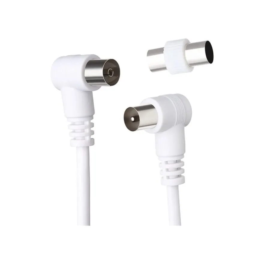 Force Power Lite - Câble d'antenne - IEC connector (9.52mm) mâle incliné pour IEC connector (9.52mm) femelle incliné - 2 m - blanc
