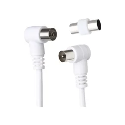 Force Power Lite - Câble d'antenne - IEC connector (9.52mm) mâle incliné pour IEC connector (9.52mm) femelle incliné - 2 m - blanc