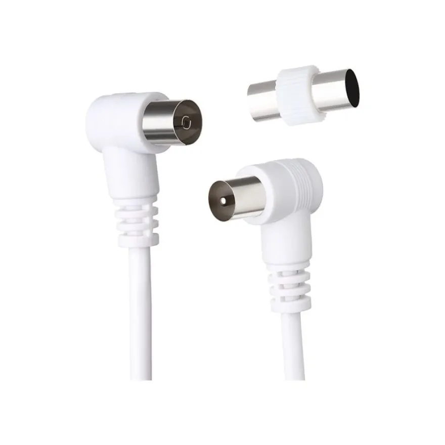 Force Power Lite - Câble d'antenne - IEC connector (9.52mm) mâle incliné pour IEC connector (9.52mm) femelle incliné - 2 m - blanc