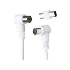 Force Power Lite - Câble d'antenne - IEC connector (9.52mm) mâle incliné pour IEC connector (9.52mm) femelle incliné - 5 m - blanc