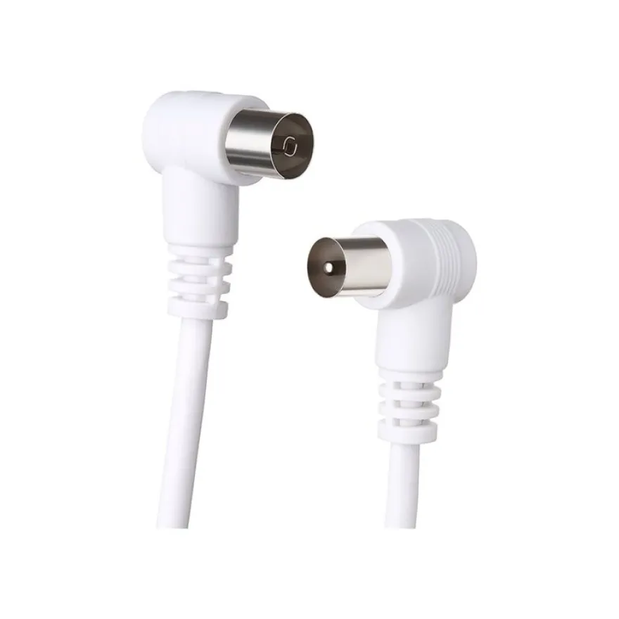 Force Power Lite - Câble d'antenne - IEC connector (9.52mm) mâle incliné pour IEC connector (9.52mm) femelle incliné - 5 m - blanc