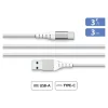 Force Power Lite - Câble USB (M) pour USB-C (M) - 3 m - blanc