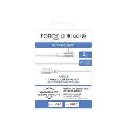 Force Power Lite - Câble USB - 24 pin USB-C (M) incliné pour 24 pin USB-C (M) - 3 A - 2 m - USB Power Delivery (60W) - blanc