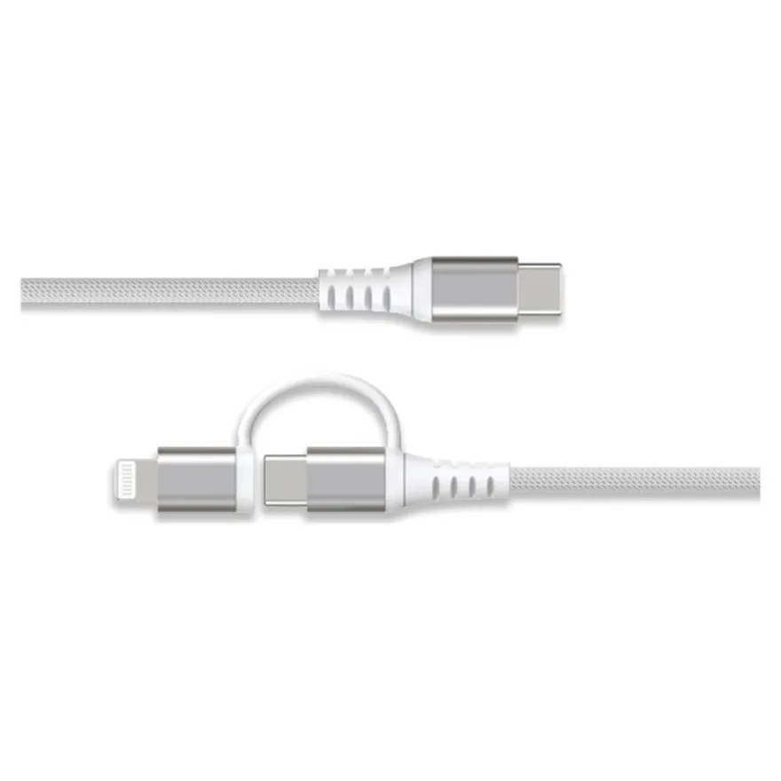 Force Power Lite - Câble USB - 24 pin USB-C (M) pour Lightning, 24 pin USB-C (M) - 3 A - 1.2 m - Prise en charge de Power Delivery, câble renforcé, solide - blanc