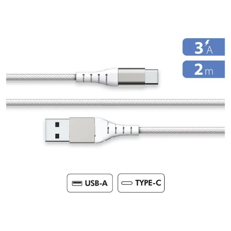 Force Power Lite - Câble USB (M) pour USB-C (M) - 2 m - blanc