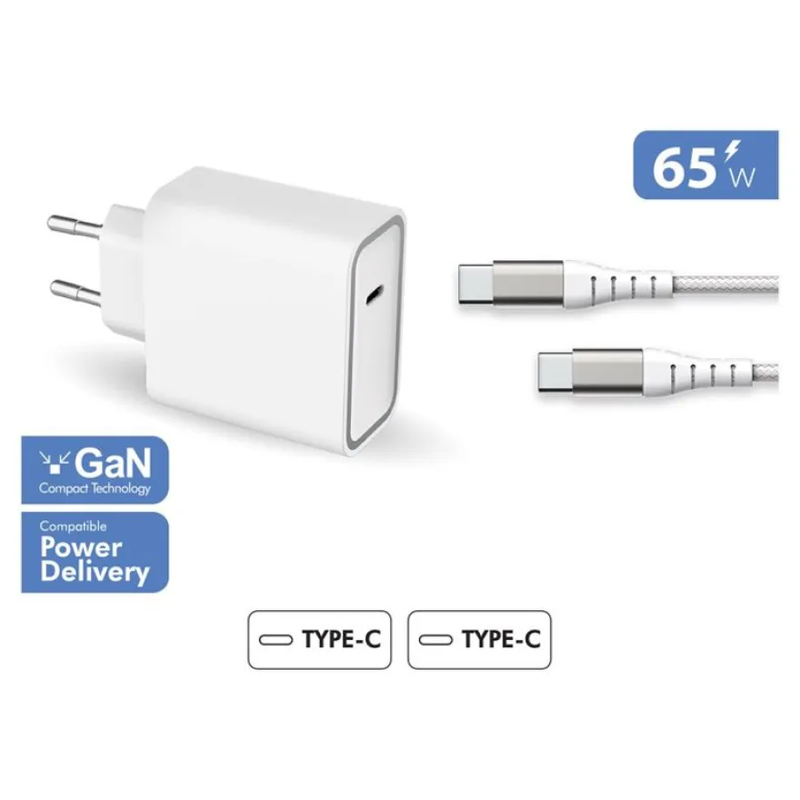 Force Power Lite - Chargeur secteur + câble USB-C - blanc