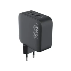 Force Power Lite - Chargeur secteur - 100 Watt - 3 connecteurs de sortie (USB, 2 x USB-C) - noir