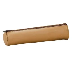 Fourre-tout petit rond oxford cuir naturel beige- Hamelin