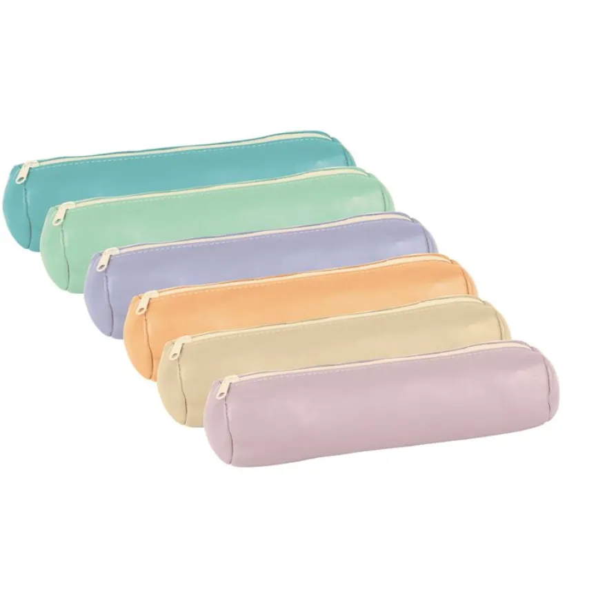 Fourre-tout rond oxford cuir pastel assortis- Hamelin