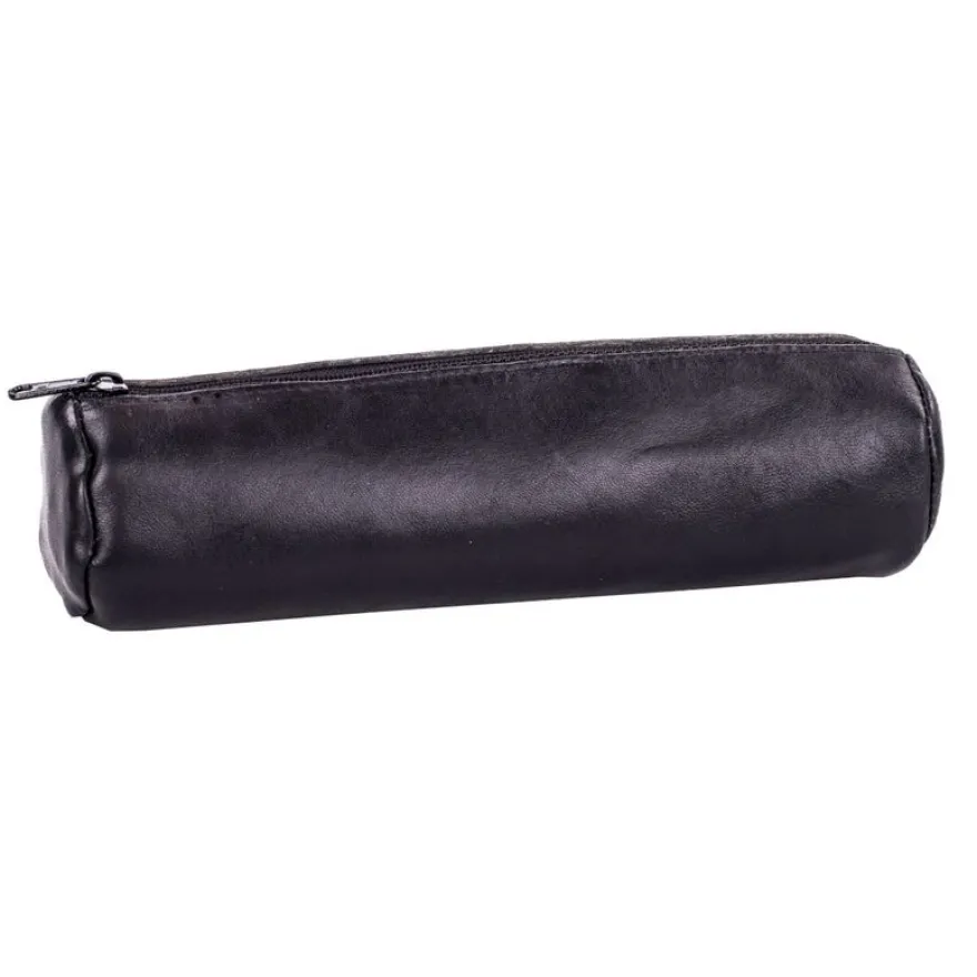 Fourre-tout rond oxford cuir ebene noir- Hamelin