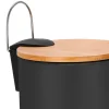 Frandis - Poubelle de salle de bain avec couvercle en bambou - 3L - noir