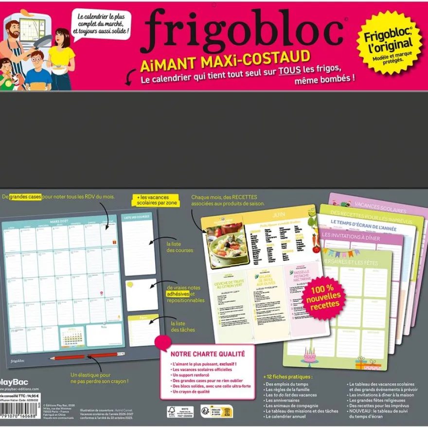 Frigobloc Mensuel - Calendrier d'organisation familiale / mois