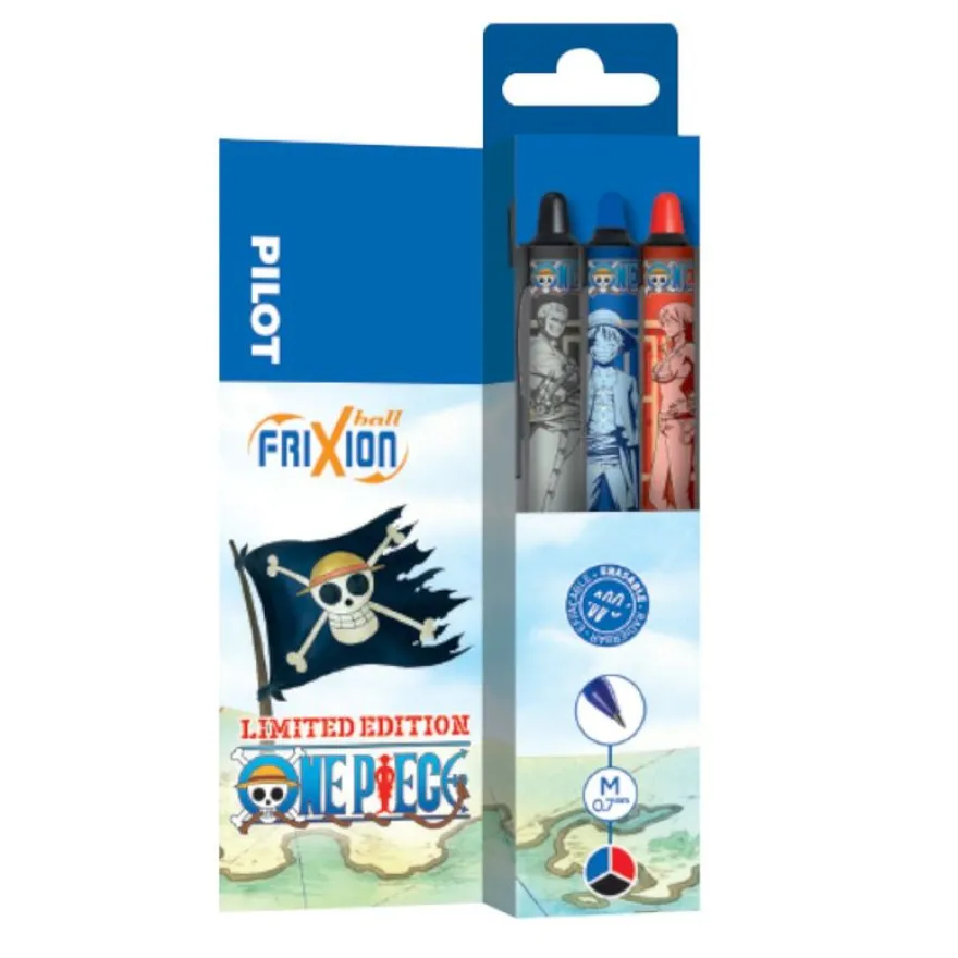 Frixion Ball Plus ONE PIECE - Roller encre gel - pointe moyenne - noir bleu rouge - Begreen