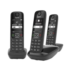 Gigaset AS690 Trio - téléphone sans fil + 2 combinés supplémentaires - noir