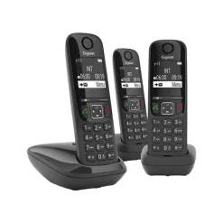 Gigaset AS690A Trio - téléphone sans fil + 2 combinés supplémentaires - avec répondeur - noir