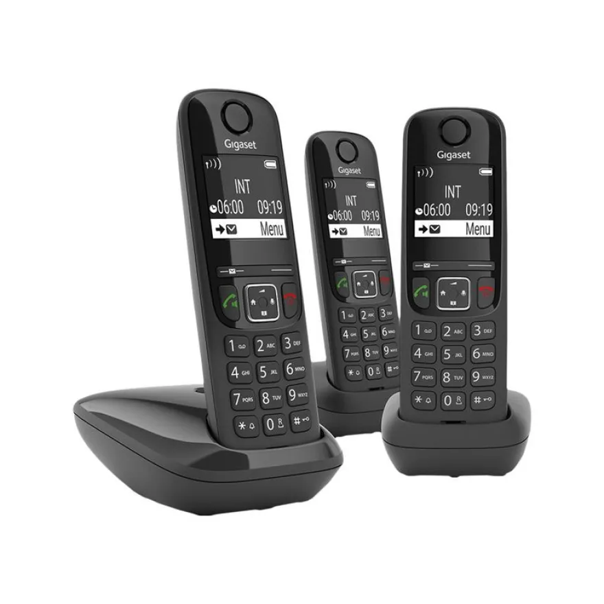 Gigaset AS690A Trio - téléphone sans fil + 2 combinés supplémentaires - avec répondeur - noir