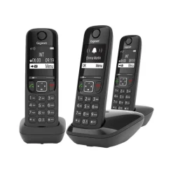 Gigaset AS690A Trio - téléphone sans fil + 2 combinés supplémentaires - avec répondeur - noir
