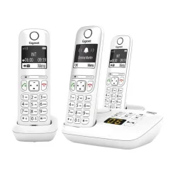 Gigaset AS690A Trio - téléphone sans fil + 2 combinés supplémentaires - avec répondeur - blanc