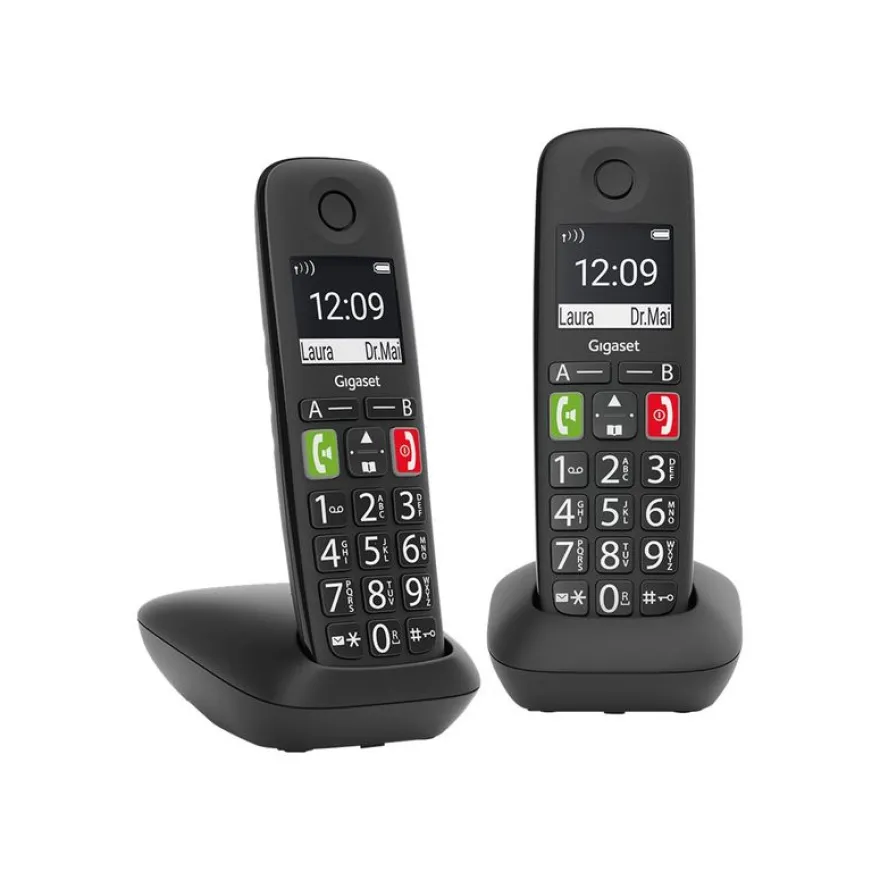 Gigaset E290 Duo - téléphone sans fil à grosse touche + combiné supplémentaire - blanc