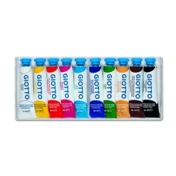 Giotto - 10 gouaches boite cristal - couleurs assorties - 10ml