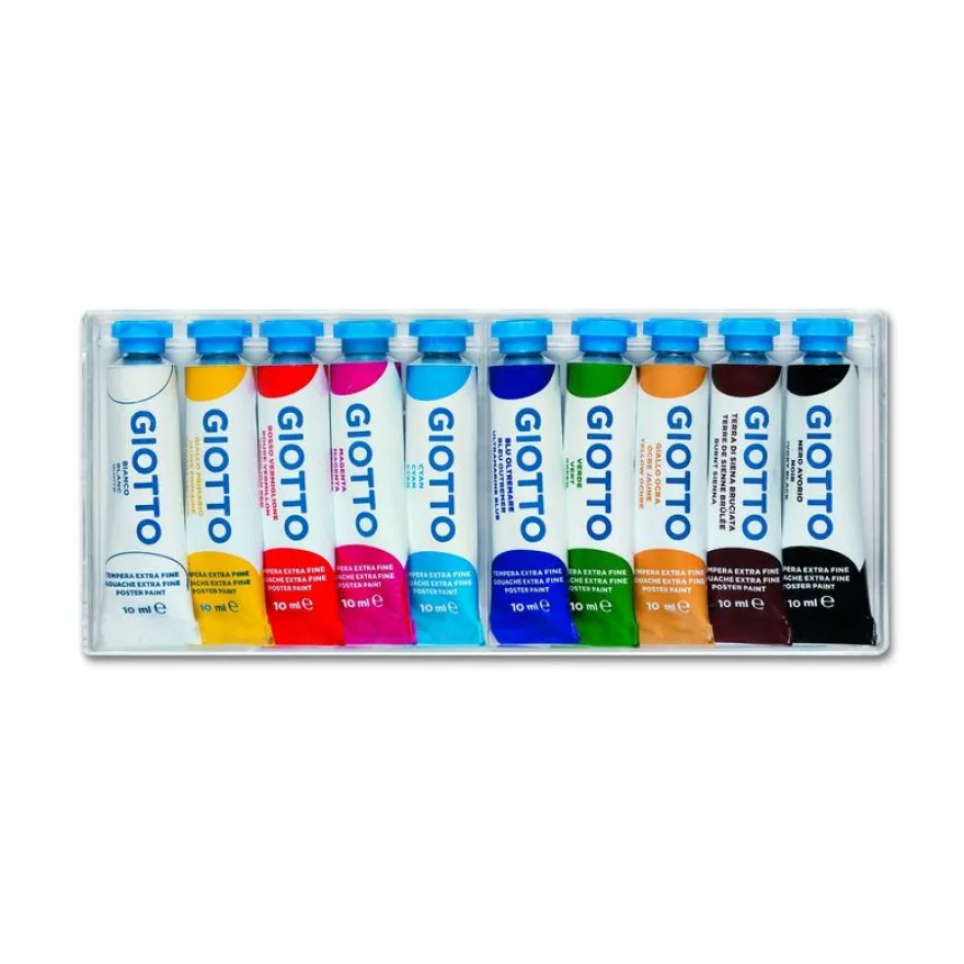 Giotto - 10 gouaches boite cristal - couleurs assorties - 10ml