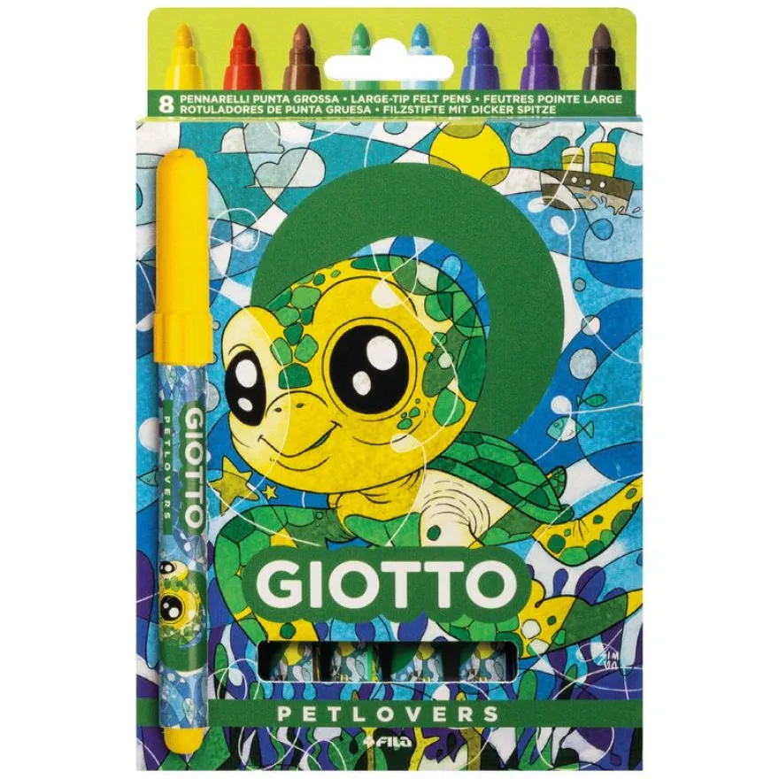 Giotto - Étui 8 feutres Maxi Petlovers - Tortue