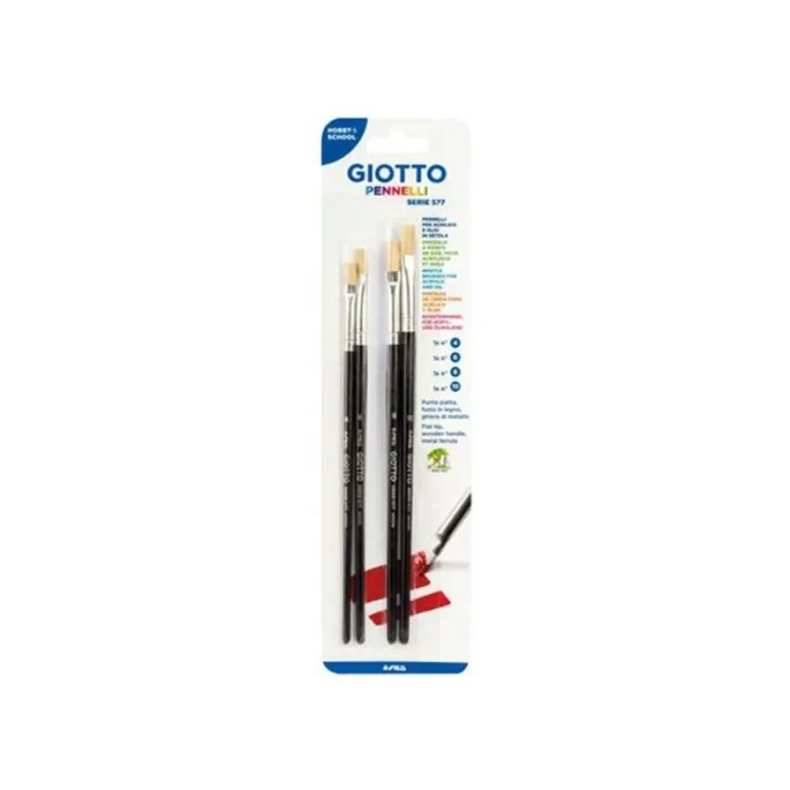 GIOTTO Art 577 - Lot de pinceaux - 4 parties - plat - taille : 4, 6, 8, 10